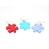 CHX 54005 Earrings Translucent Puzzle Piece Pair (Assorted Colors)