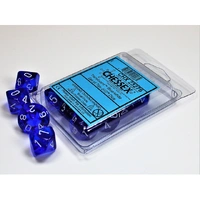 CHX 23276 Translucent Blue/white Set of Ten d10s