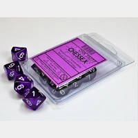 CHX 23277 Translucent Purple/white Set of Ten d10s