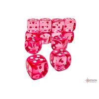 CHX 23614 Translucent Pink/white 16mm d6 Dice Block (12 dice)