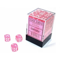 CHX 23814 Translucent Pink/white 12mm d6 Dice Block (36 dice)