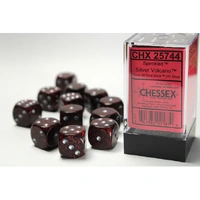 CHX 25744 Speckled Silver Volcano 16mm d6 Dice Block (12 dice)