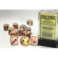 CHX 27642 Festive Circus/black 16mm d6 Dice Block (12 dice)