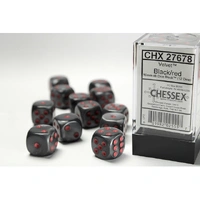 CHX 27678 Velvet Black/red 16mm d6 Dice Block (12 dice)